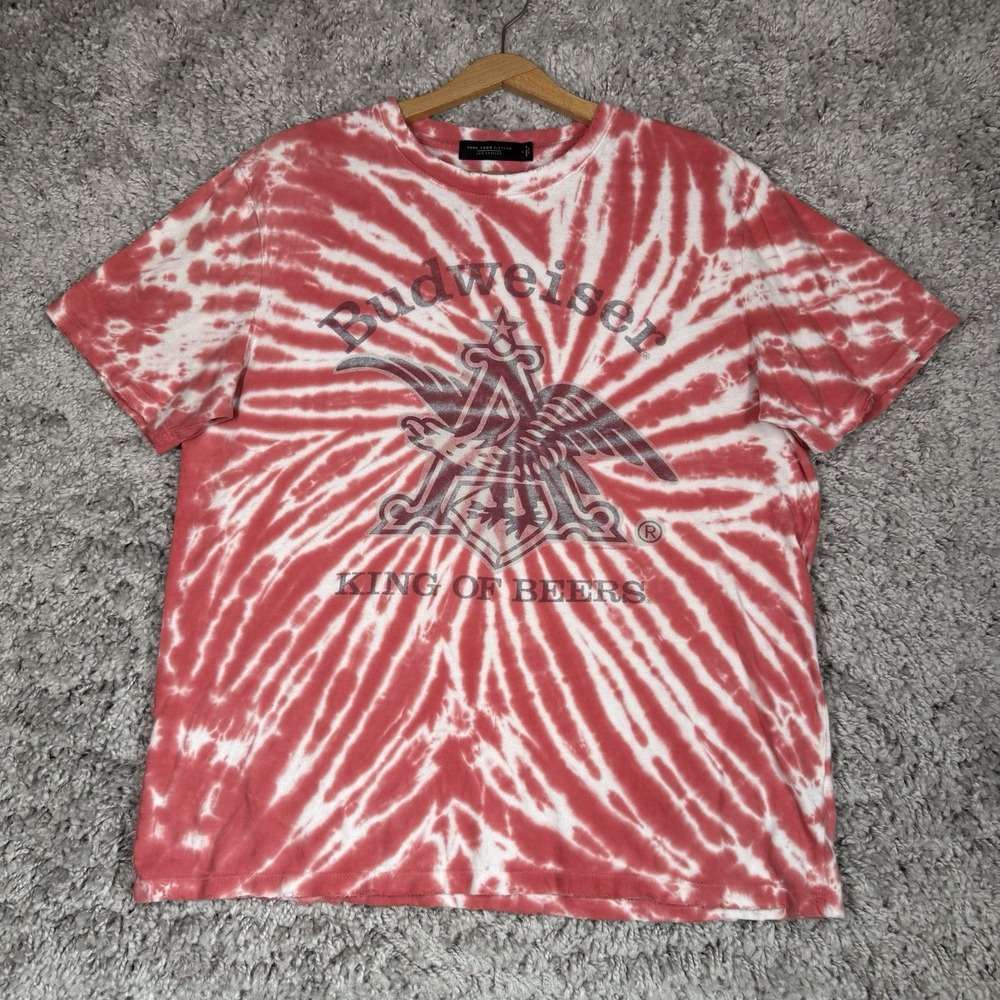 Junk Food Clothing of Los Angeles Tie Dye Budweiser King of Beers‎ T-Shirt L USA